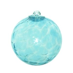 5" New Hand-Blown Aqua Friendship Art Glass Ball